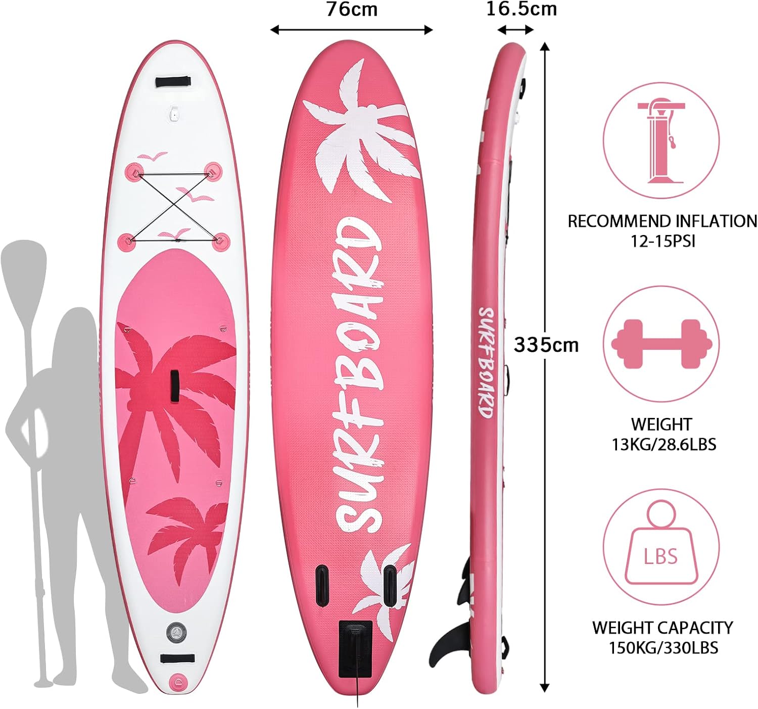 etezen - Paddle gonflable adulte - 320/335cm - 2 places, siège kayak, pagaie alu, support caméra, pompe, 150kg