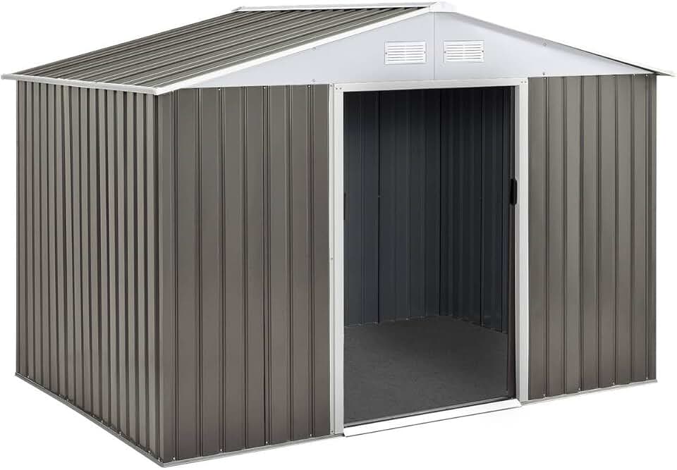 Abri de Jardin métal etezen série, 4,07 m², couleur taupe