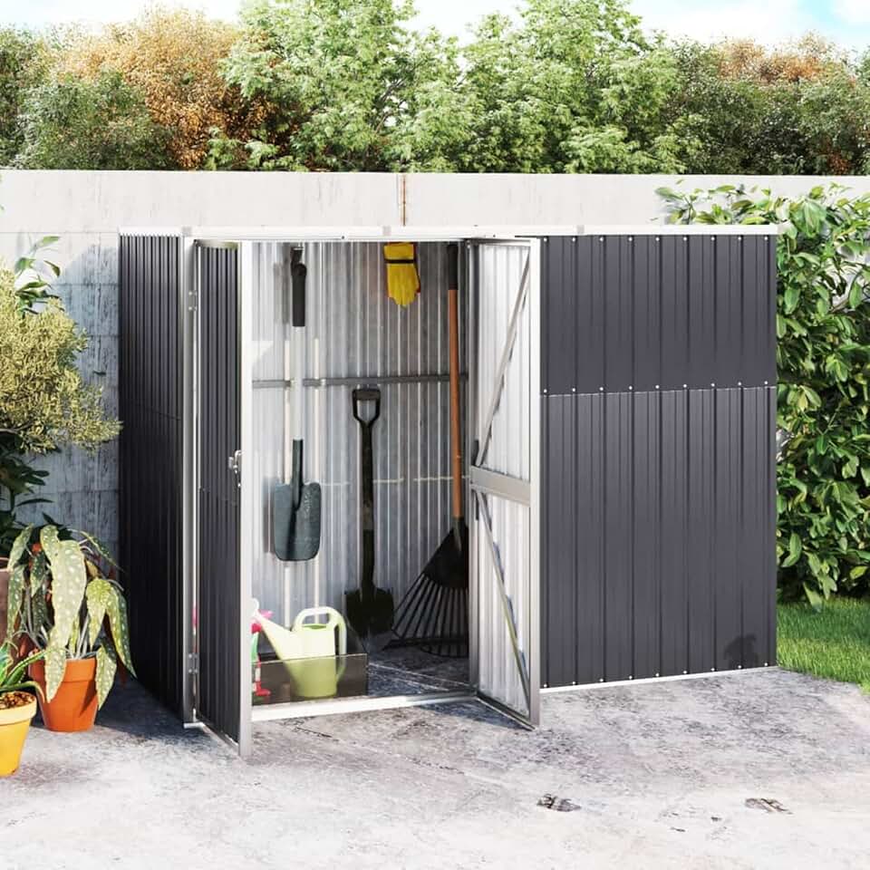 etezen abris de Jardin Metal cabane de Jardin Acier galvanisé - Remise pour Outils - abri vélo - abri Poubelle-résistant aux intempéries- Portes verrouillables-Anthracite 225 x 89 x 161 cm