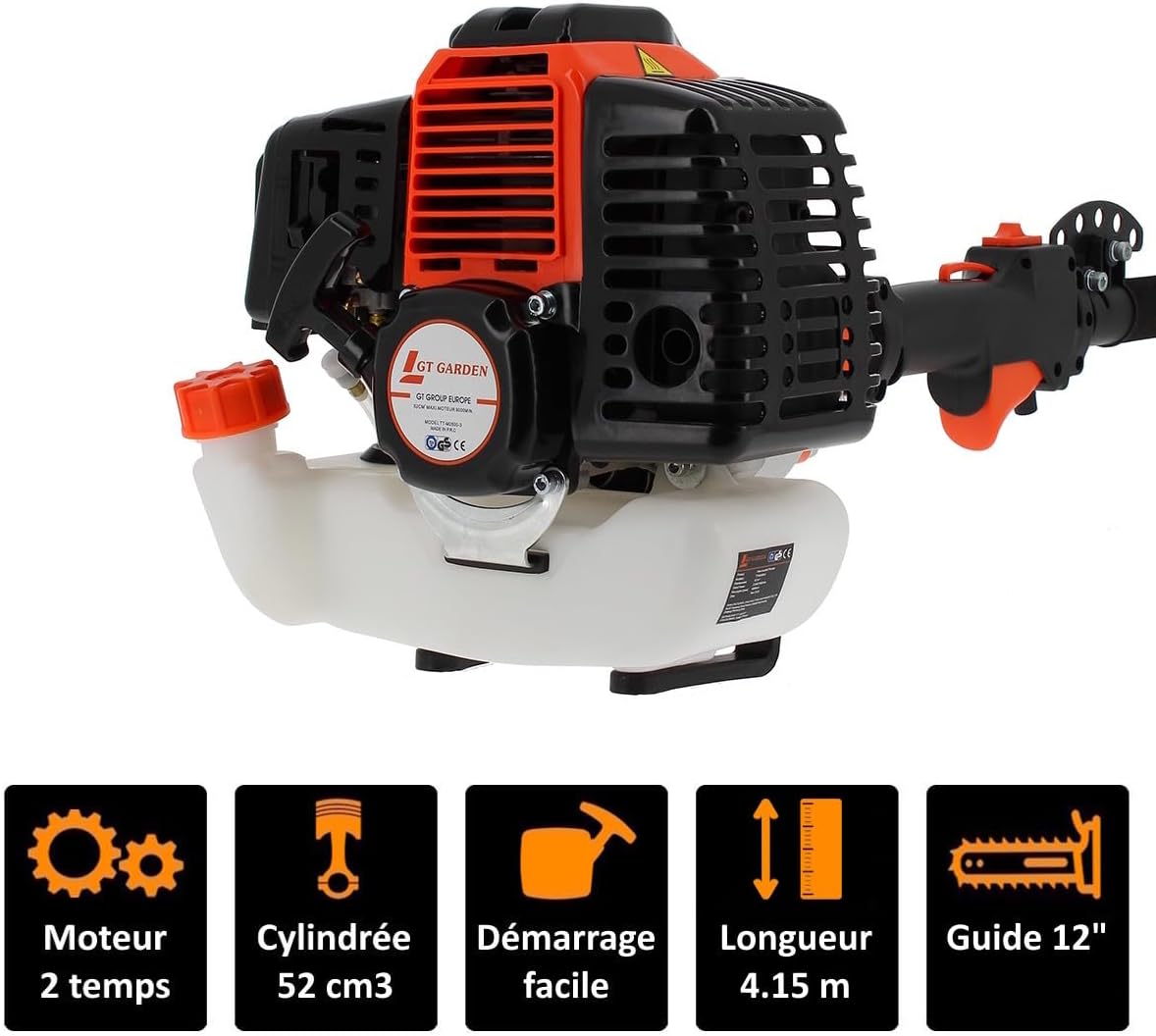 etezen - élagueuse thermique sur perche - 4,15 m - 52 cm³, 3 CV