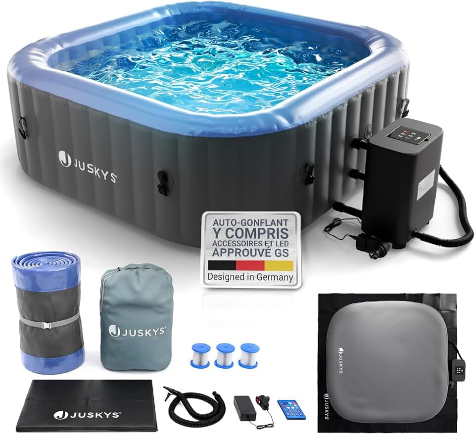 etezen - SpaLuxe - spa extérieur, 130 buses, LED, 3000 W, Gris/Bleu