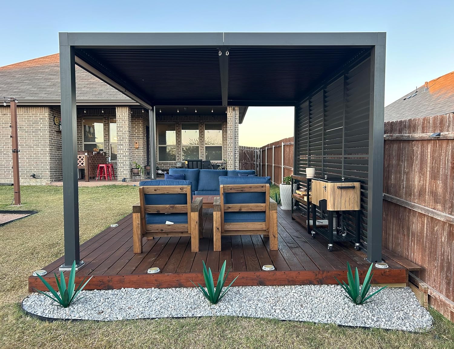 etezen - Pergola bioclimatique 4,6x3,3 m, alu, persiennes fixes