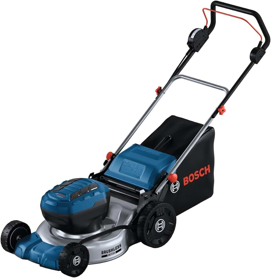 etezen 18V System tondeuse à gazon sans-fil GRA 18V2-46 (largeur coupe : 46 cm, réglage de hauteur dans 6 positions, sac ramassage en toile 60 l, 2 clés coupe-circuit, bouchon mulching)