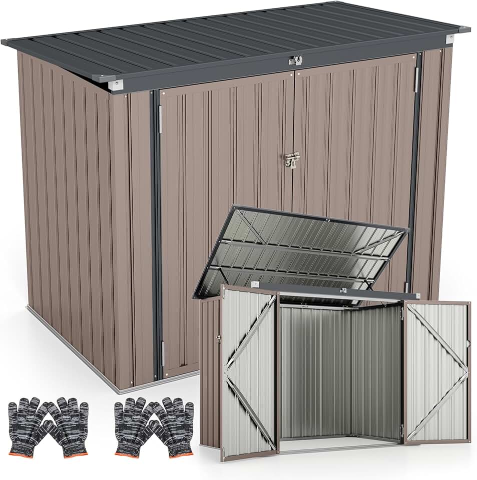 etezen - abri de jardin métal 172x100x129 cm, portes doubles, couvercle relevable