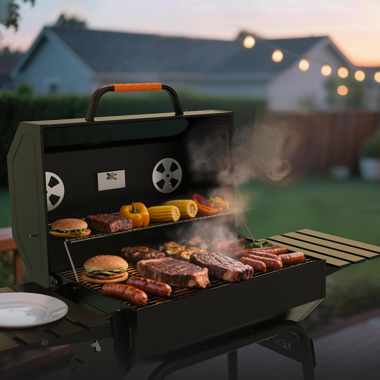 etezen 23 pouces barbecue pentagonal, chromé, 469 Sq In-23 Pouces