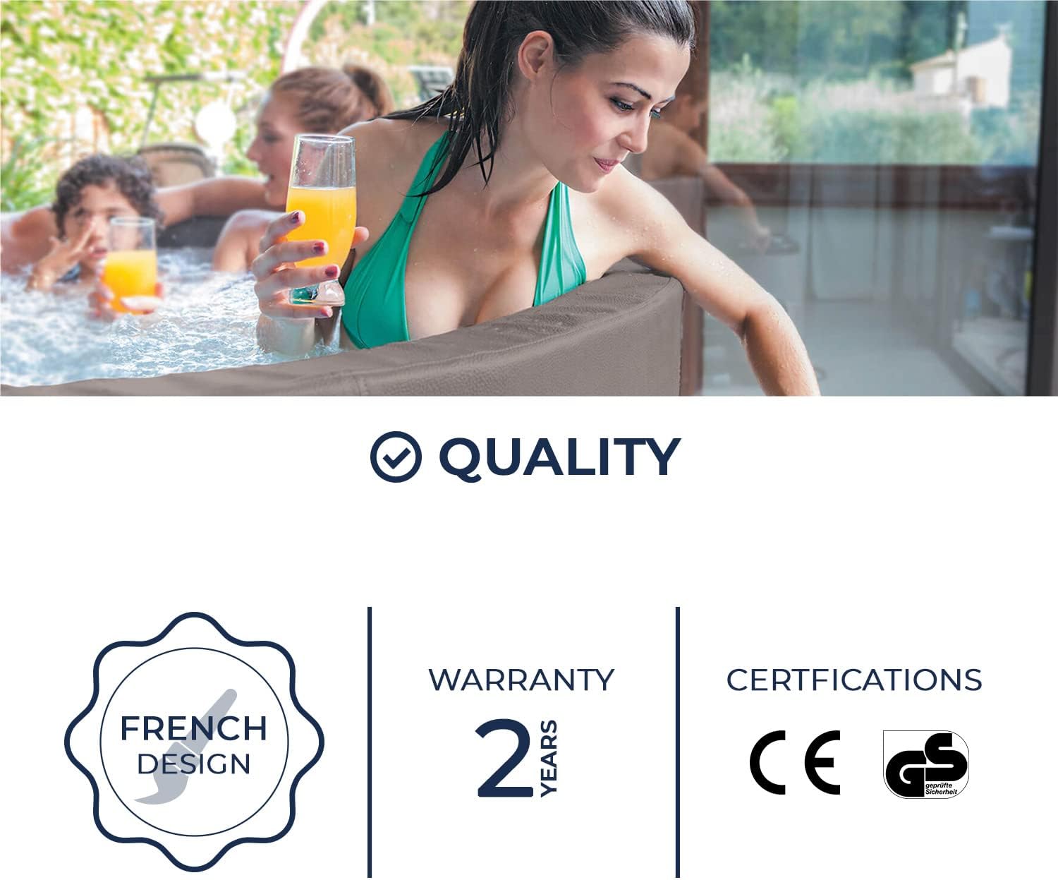 etezen - Spa - Vita Premium - SP-VIP160C - Gonflable - 6 Places (4 Adultes + 2 Enfants) - Bache De Protection - Réchauffeur - 1100 L - Couverture Simili-Cuir Premium