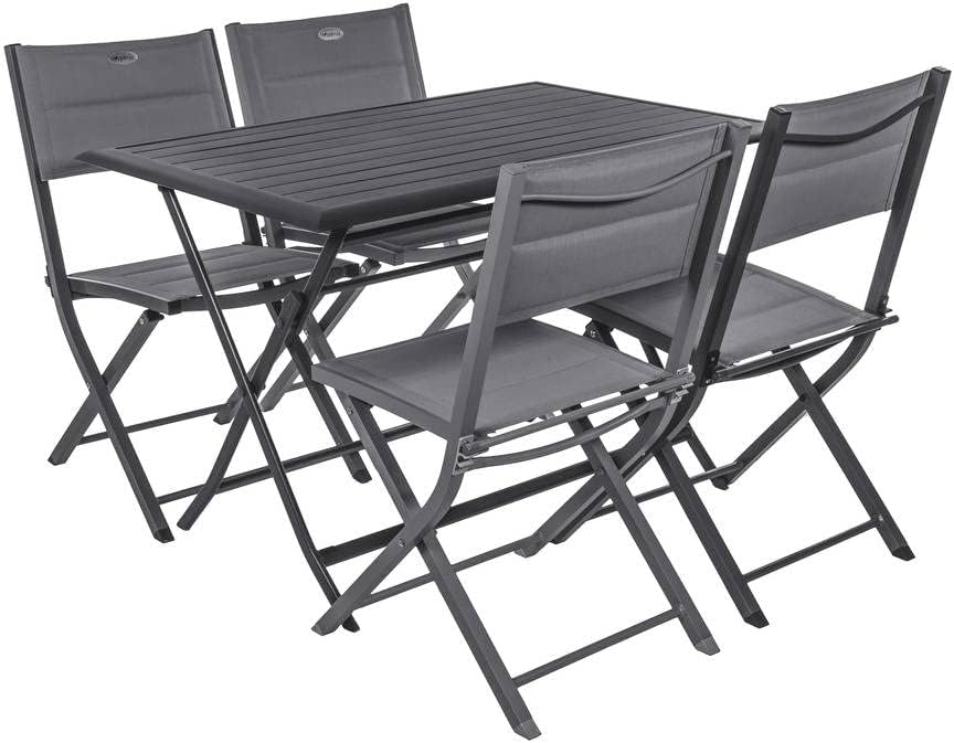etezen - Azua - table pliante 4 places, alu époxy gris graphite