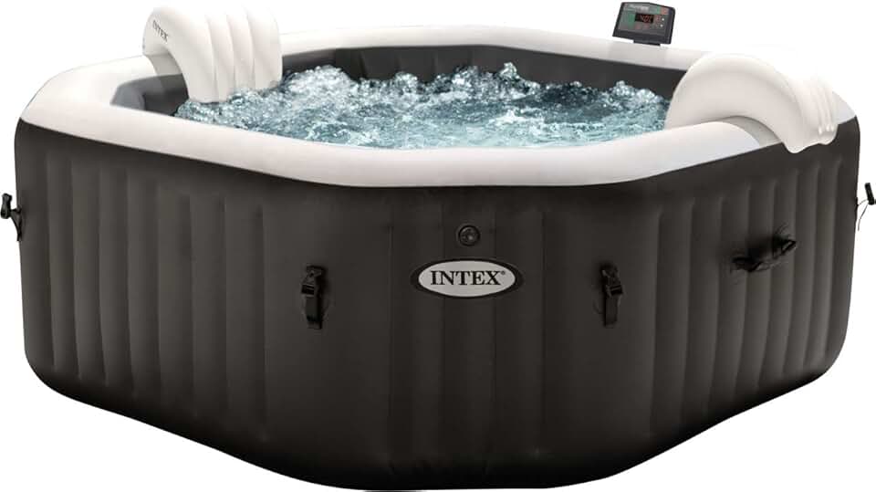 etezen Pure SPA Octagon - 201x71 cm - 4 pers, eau salée, 795 l, noir - 28458