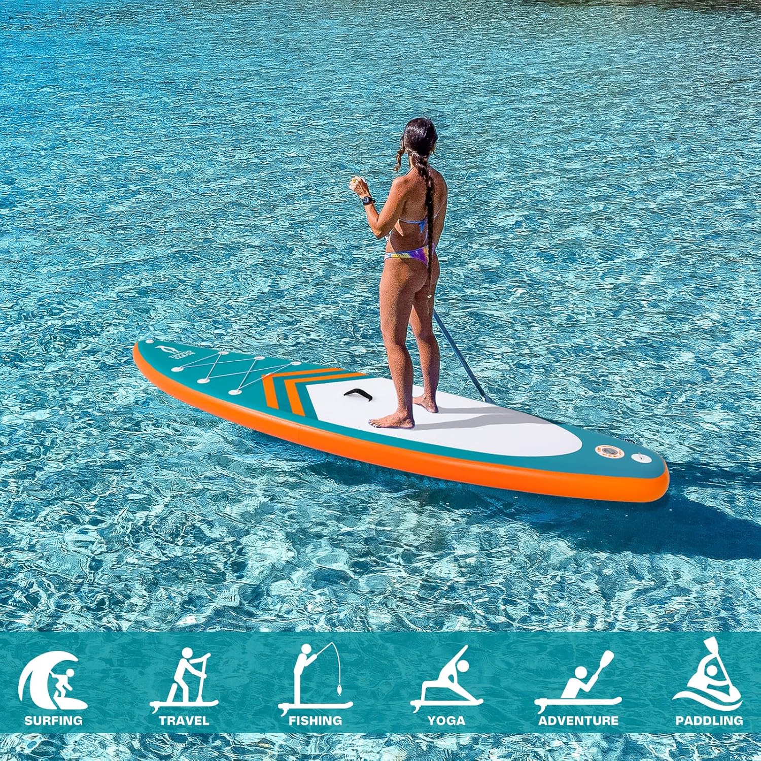 etezen Paddle Gonflable Adulte, Planche de Stand Up Paddle Gonflable, Sup Paddle Board Gonflable avec Accessoires Complets, Planche de Surf Paddle