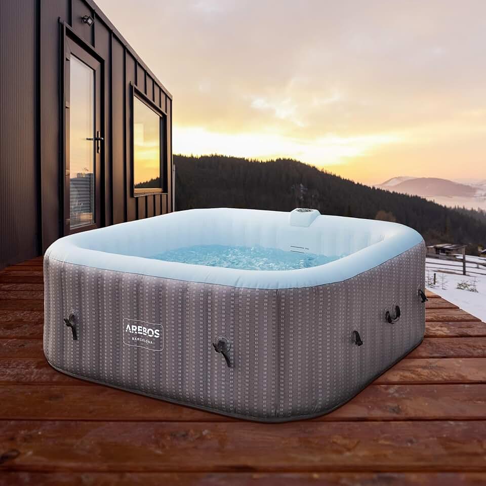 etezen - Spa Gonflable 2400W - 185x185cm - 6 personnes, 130 buses, chauffage, couverture
