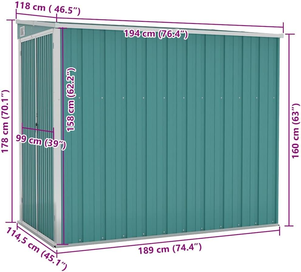 etezen Abri de Jardin Mural Vert 118x194x178 cm )