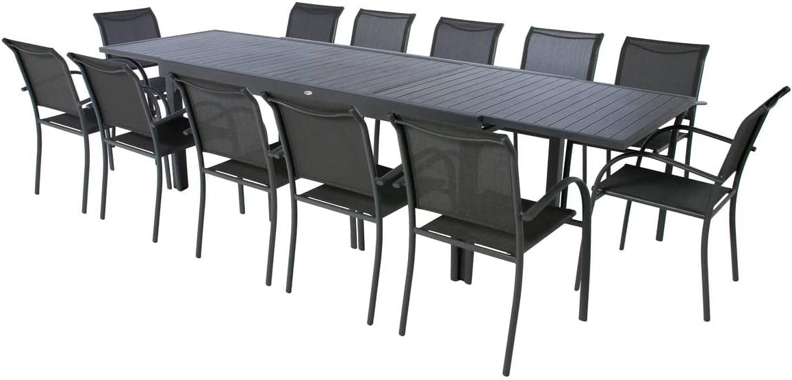etezen - Piazza - 230/340x100 cm - table extensible 12 places, aluminium antirouille