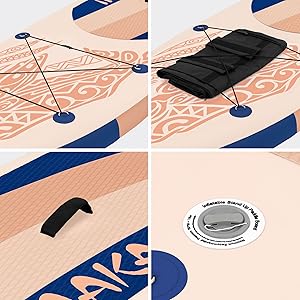 etezen Planche stand up paddling abricot Makani 320x80x15 cm SUP gonflable Planche paddle surf