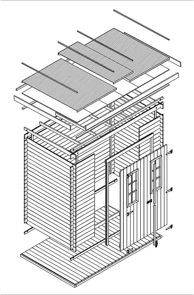 Abri de Jardin en Bois avec Sol TRAITÉ - Stockage extérieur l239xL142xH200cm/2.63 m2 - Petit abri à Outils, Local à vélos - etezen M310C+M310G