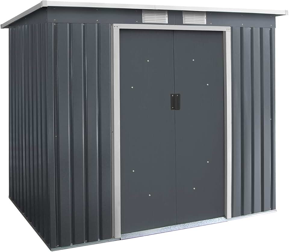 etezen - abri de jardin métal, 213x130x173 cm, porte coulissante, fondation solide.