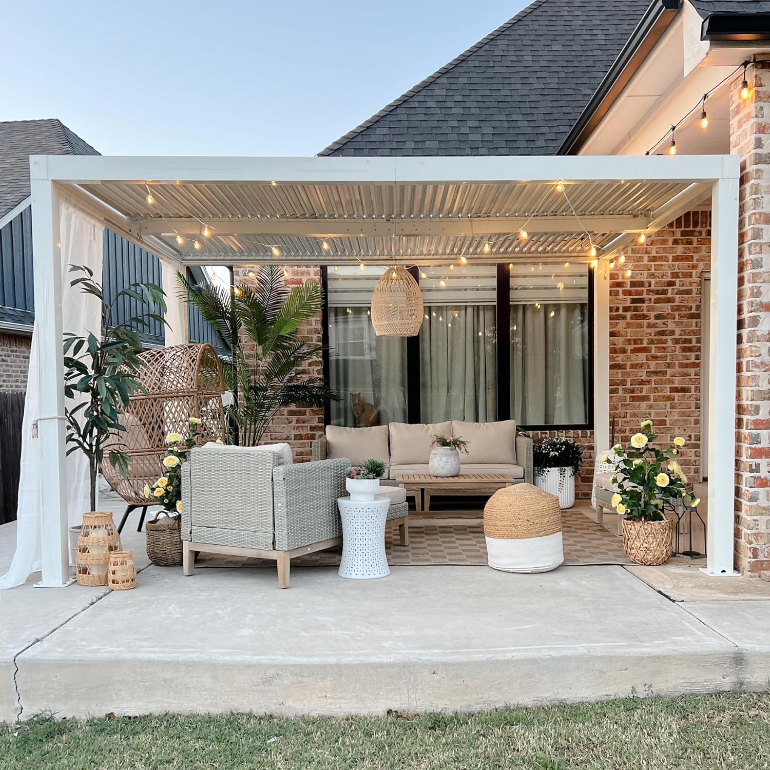 etezen - Pergola Bioclimatique - 4,24x3m - Aluminium, lames orientables, blanc