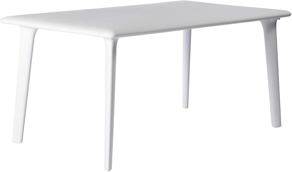 etezen - Dessa - Table de jardin rectangulaire 160x90 cm blanche