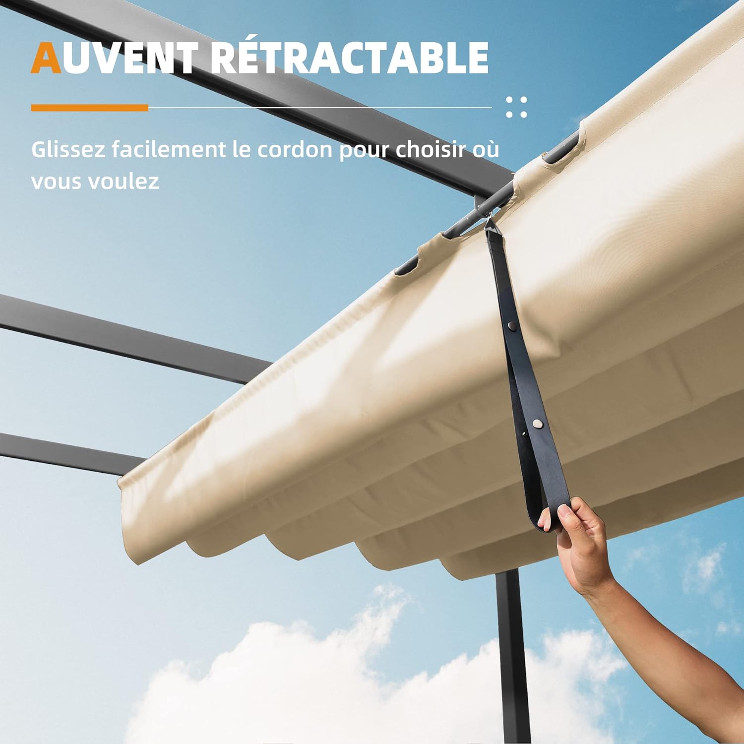 etezen - Pergola aluminium 4x3m, toit rétractable, éclairage intégré