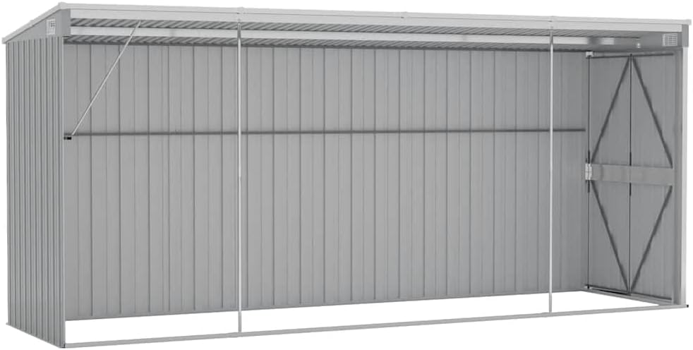 etezen Abri de Jardin Mural Gris 118x382x178 cm Acier galvanisé,Structures extérieures, Cabanes & abris de Jardin,316230