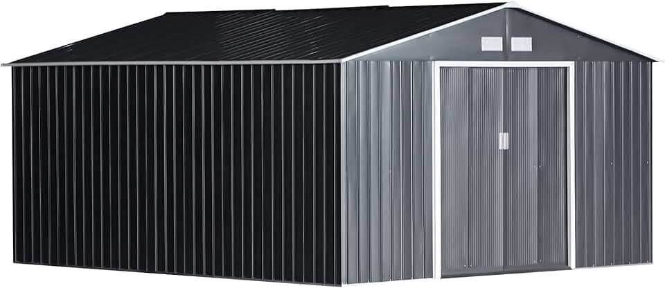 etezen - abri de jardin acier 340x386x200 cm - 20m³, gris charbon