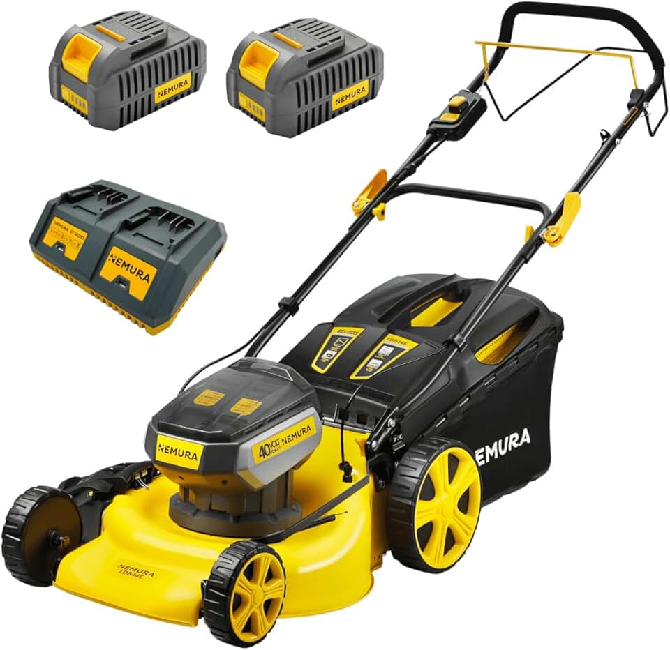 etezen Tondeuse Autotractée à Batterie 80 V (2x40V) - Coupe 46 cm - Jusqu'à 500 m2 - Fonction Mulching - Livrée avec 2 Batteries 4Ah et 2 chargeurs - Marque Française