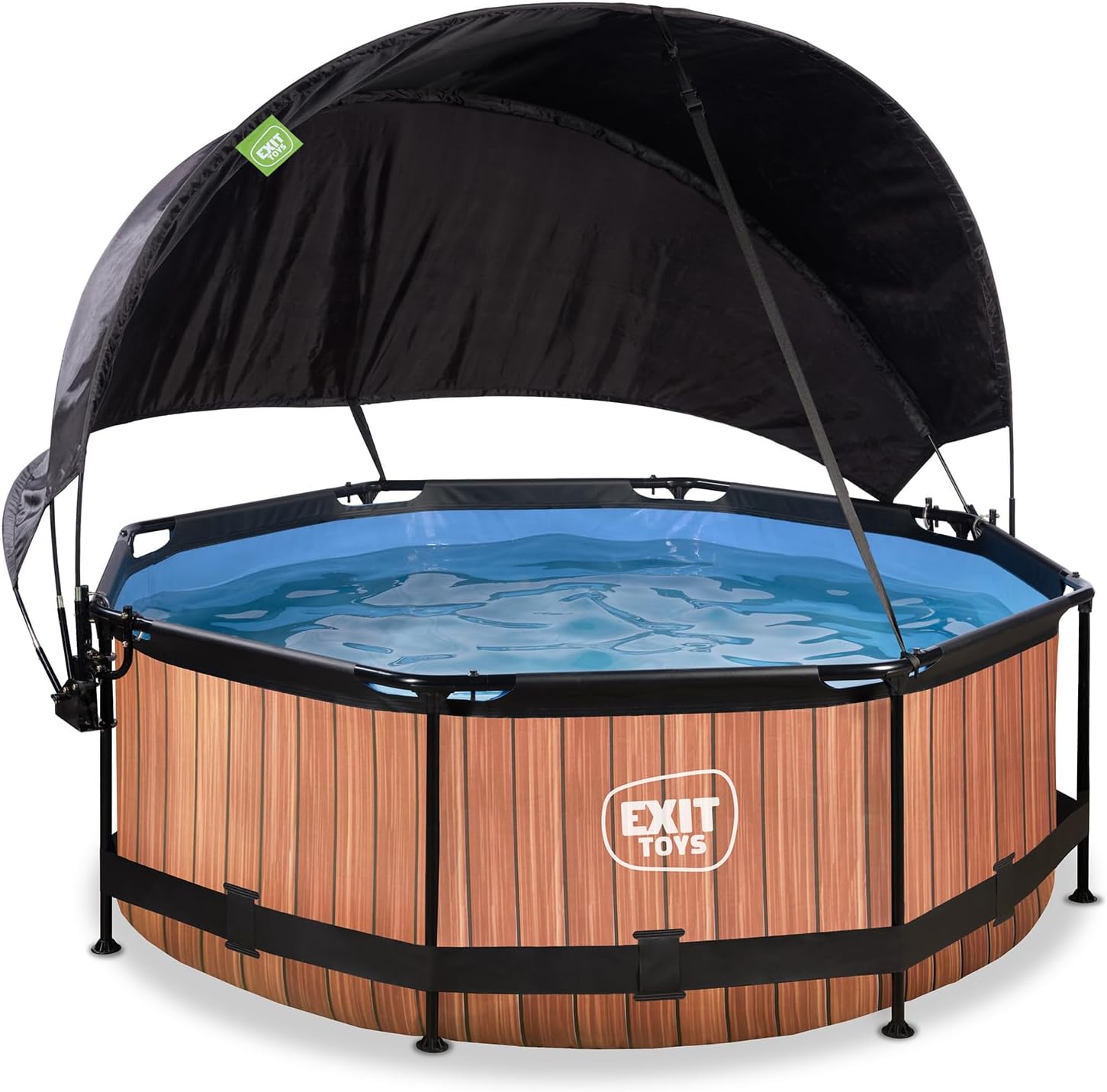etezen Piscine Lime avec Voile d'Ombrage - ø244x76cm - Piscine Hors Sol Ronde avec Pompe Filtrante à Cartouche - Protection Optimale Contre Les Rayons UV - Entrée Basse - Design Unique - Vert