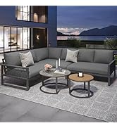 etezen Ensemble Salon de Jardin Exterieur 6/8 Personnes, Canapé d'angle Aluminium Métallique ave...