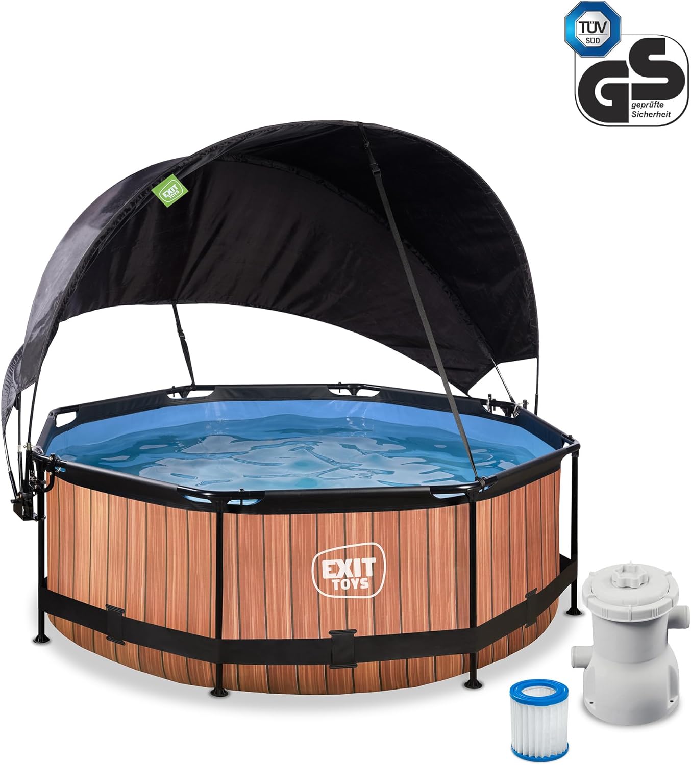 etezen Piscine Lime avec Voile d'Ombrage - ø244x76cm - Piscine Hors Sol Ronde avec Pompe Filtrante à Cartouche - Protection Optimale Contre Les Rayons UV - Entrée Basse - Design Unique - Vert