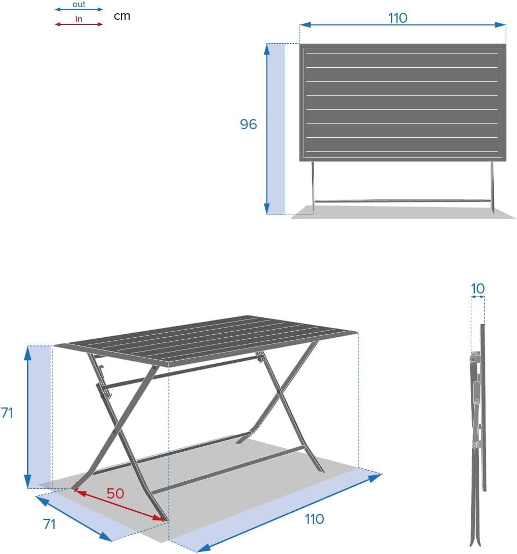etezen - Azua rectangulaire - 4 places - aluminium antirouille