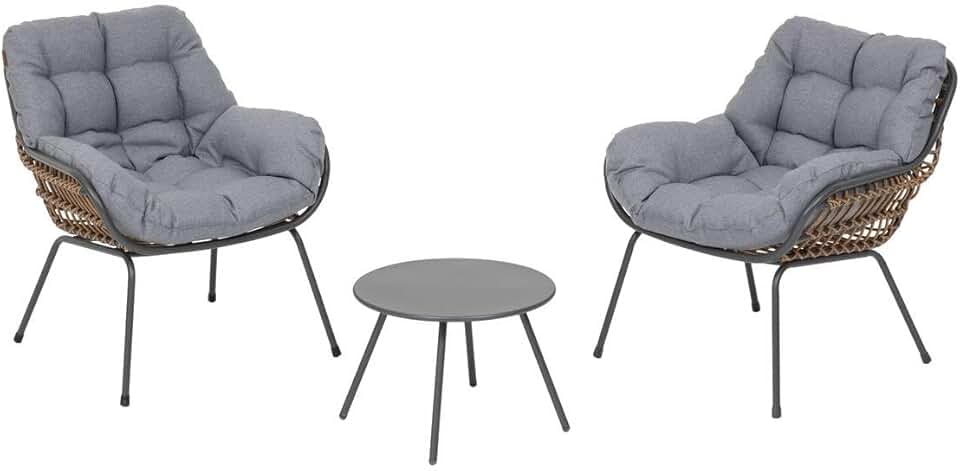 etezen - Paopao Duo - dimensions compactes - résine tressée, acier anticorrosion, coussins inclus