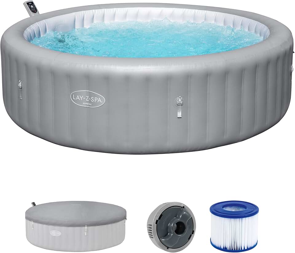etezen - Hawaii MaxHold EnergySense UltraFit - 2,36m x 71cm - AirJet rond gris - 8 places