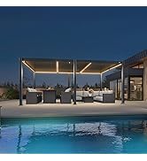 etezen Pergola Bioclimatique en Aluminium 3,5 x 5,5 m, Tonnelle de Jardin Exterieur Imperméa...