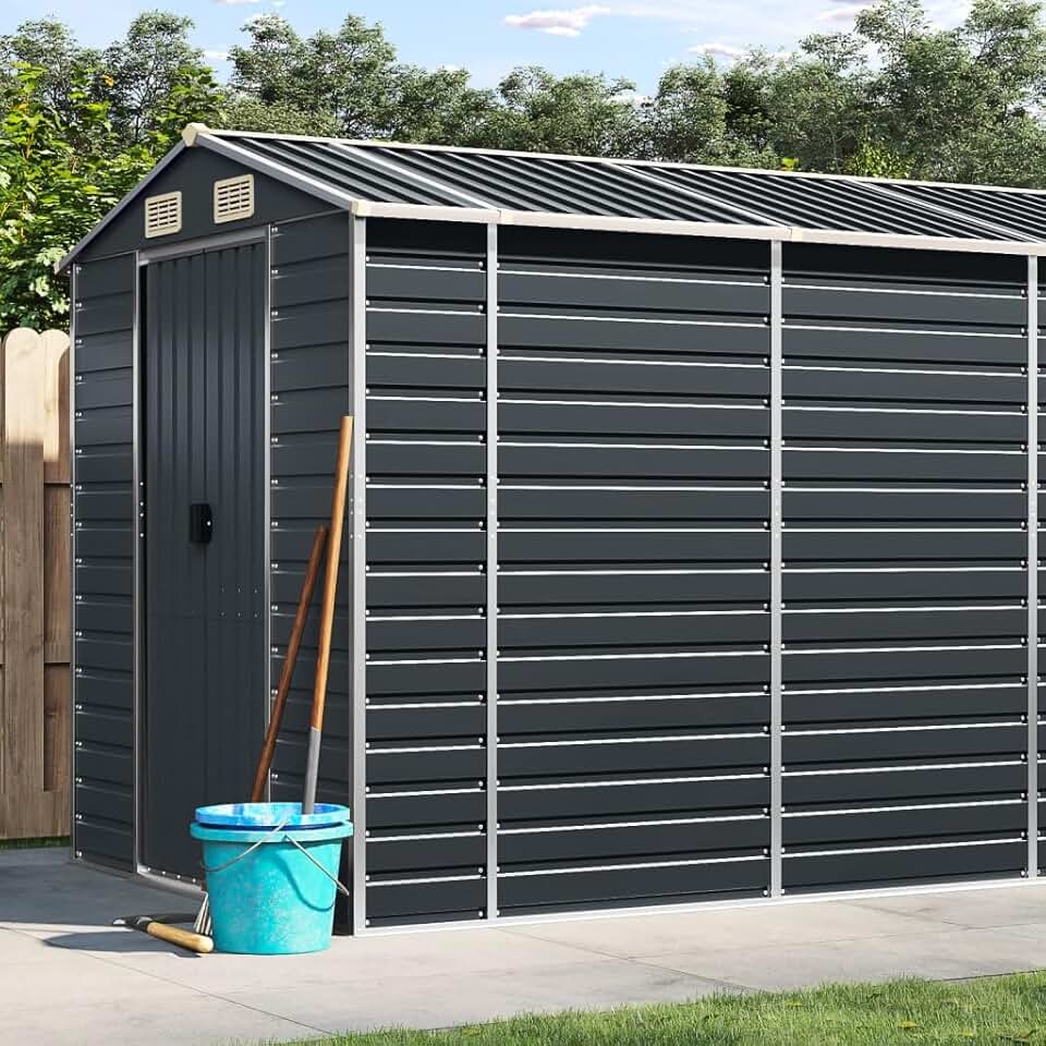 etezen Abri de Jardin Anthracite 191x640x198 cm Acier galvanisé,Abris De Jardin,Abri De Stockage pour Jardin,Abri D'Outils De Jardin