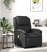 etezen Fauteuil de massage en cuir véritable Noir