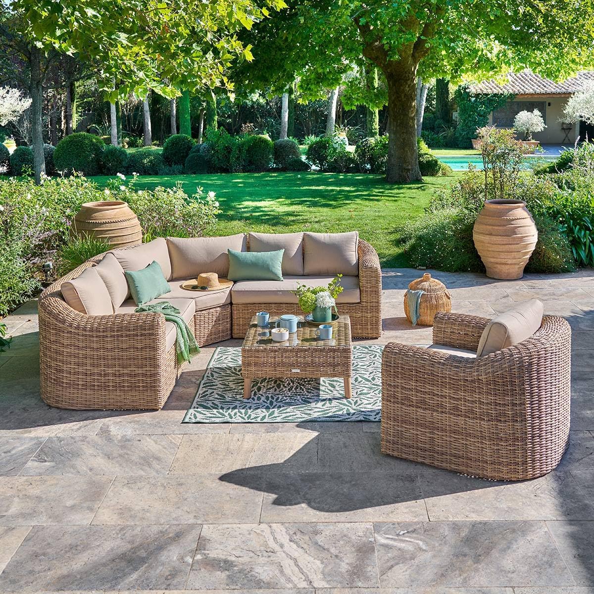 etezen - Mooréa Savana salon d'angle 5 places - aluminium époxy rustproof - extérieur terrasse