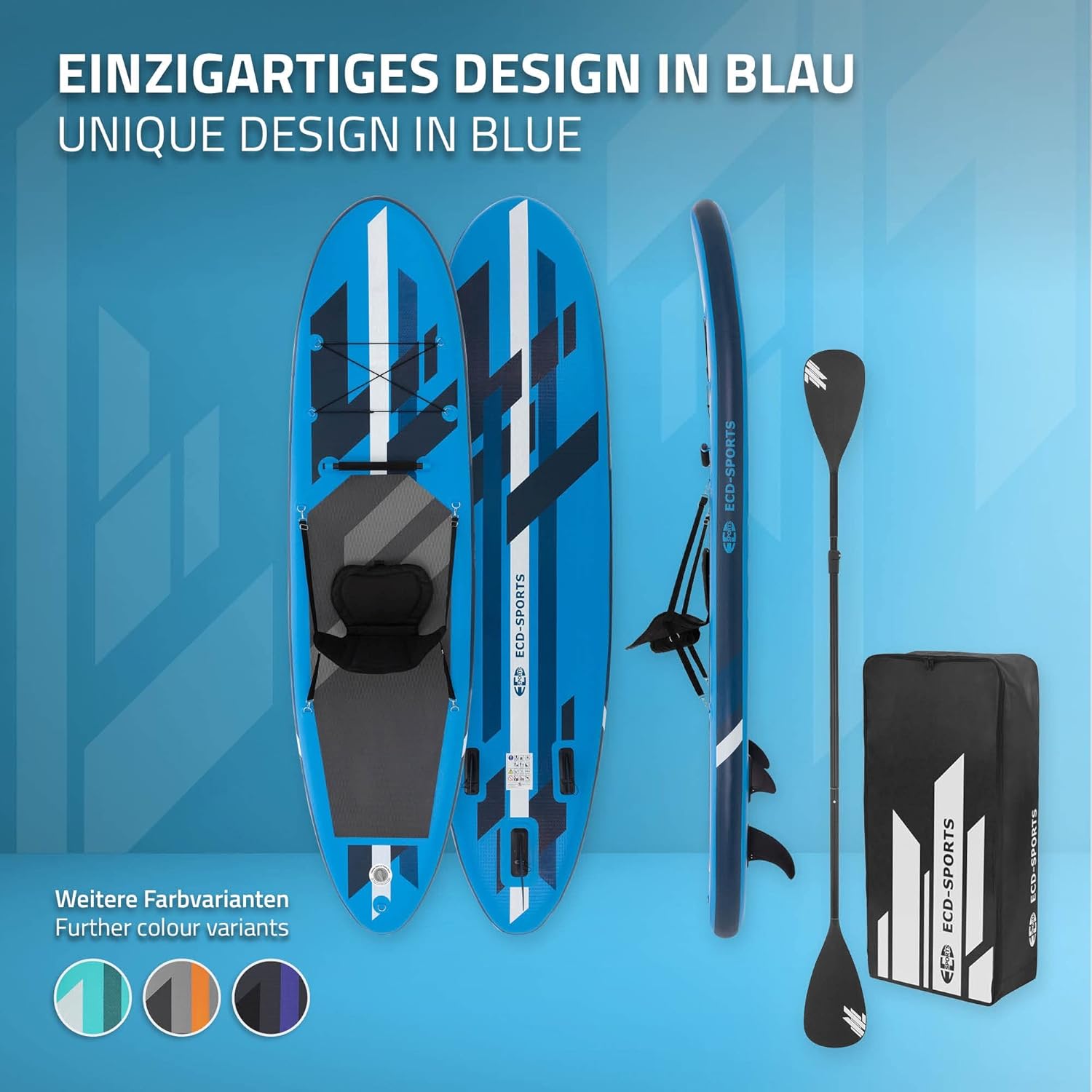 etezen Stand Up Surf Paddle Board Gonflable 305/308/320/380 cm | PVC | jusqu'à 120/150 kg | Épaisseur 10/15 cm | Planche de Surf Pagaie Sac de Transport Pompe à Air | Diverses Couleurs Modèles