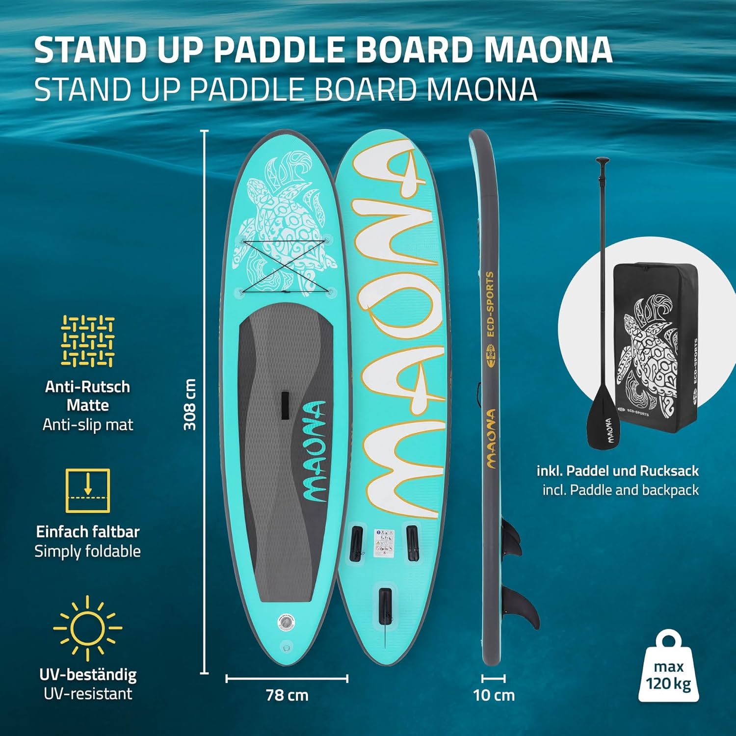 etezen - Stand Up Paddle Gonflable - 305/308/320/380 cm - PVC 120/150 kg 10/15 cm