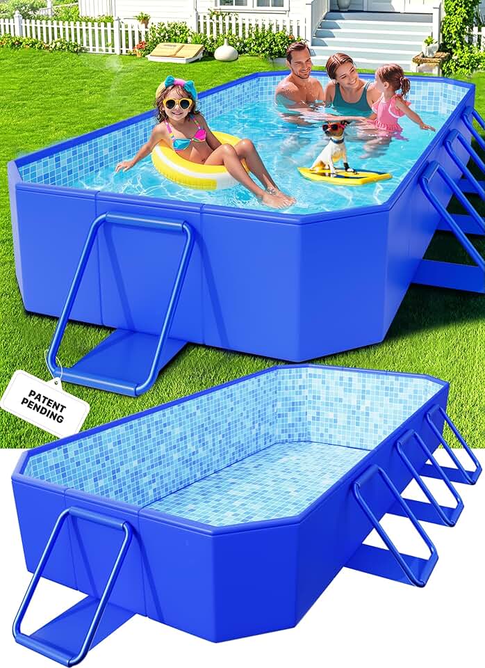 etezen - Piscine Tubulaire Metal Frame - 229x127x51 cm - rectangulaire, surdimensionnée, pliable, facile à ranger