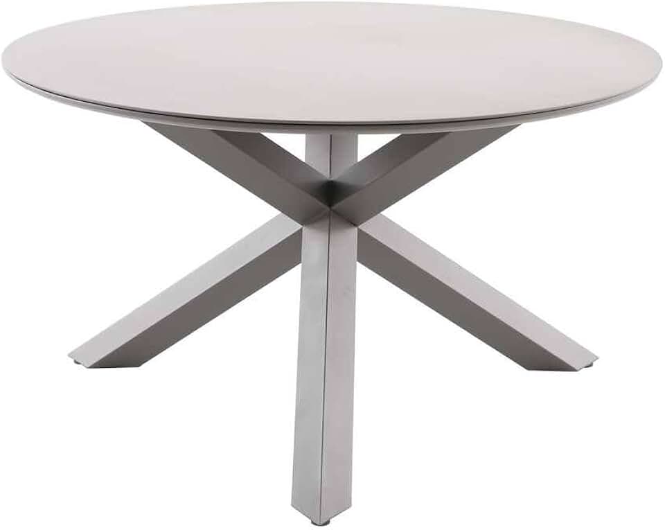 etezen - Table de jardin Oryon - 130cm ronde - 6 places, coloris café