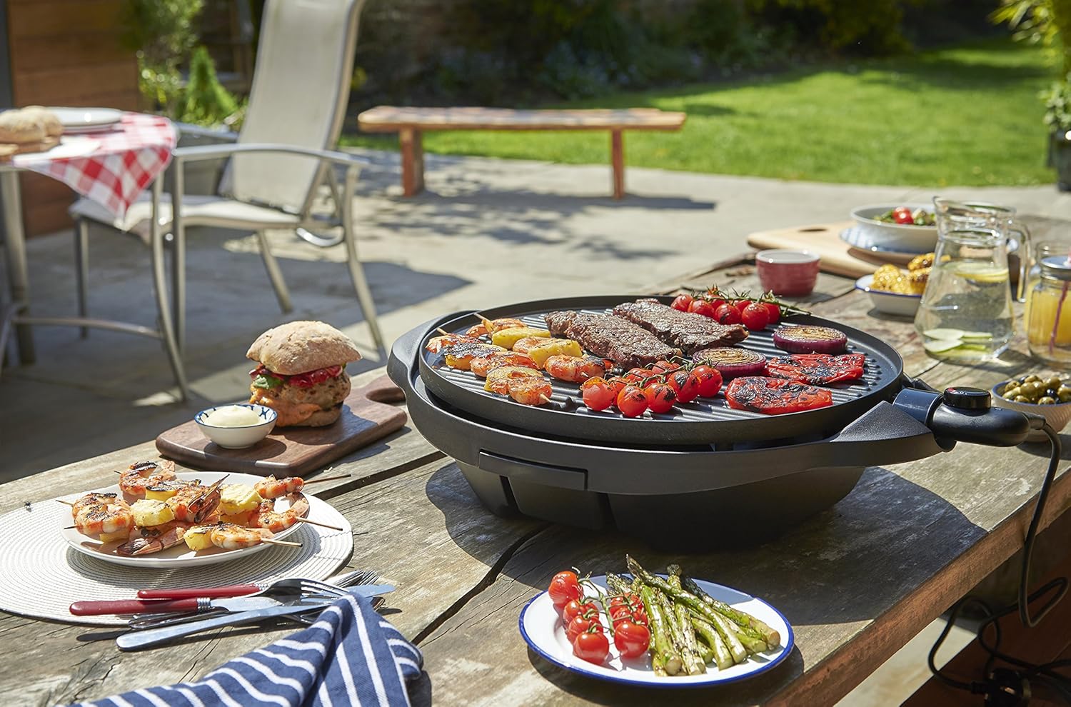 etezen - Barbecue 2 en 1 - 44,5cm - Électrique, grill avec bac à graisse, 2400W, 22460-56