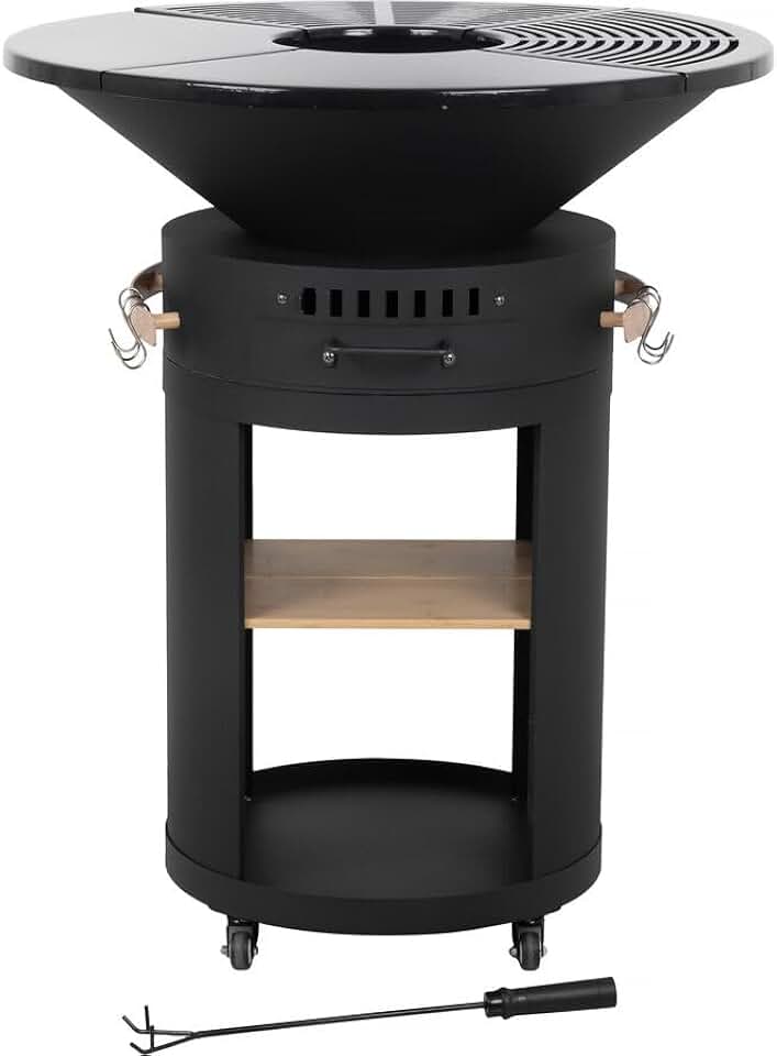Cesar - Premium etezen plancha barbecue Ø81 cm - charbon/bois, noir