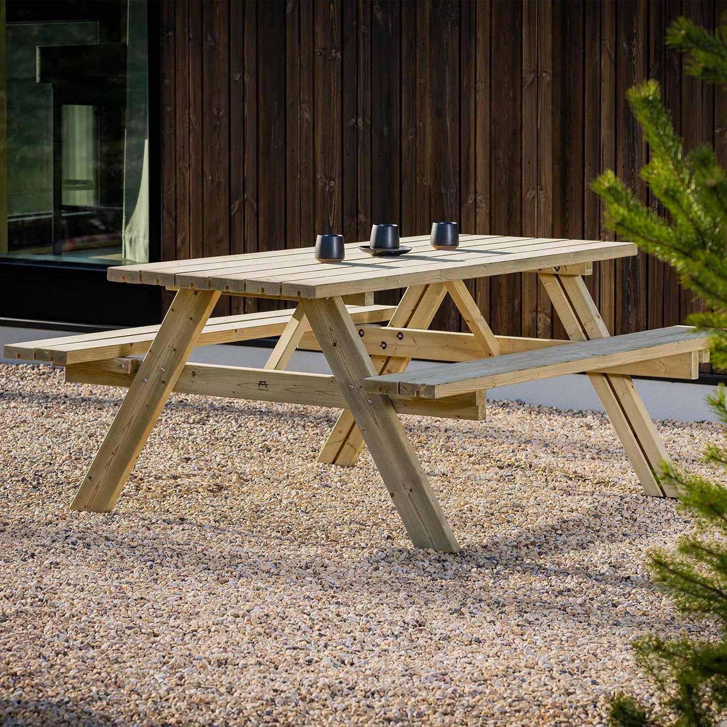 Table de Pique-Nique - Collection UNGURS - Résistante aux intempéries - Sièges pliants, idéale jardin_extérieur - etezen-