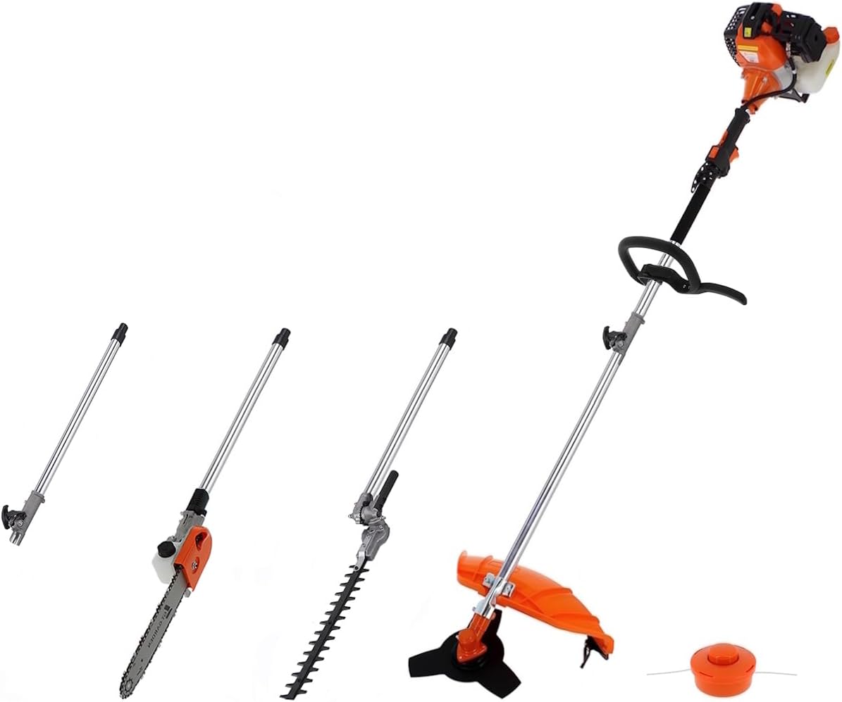etezen - 4 en 1 thermique - multifonction - tronçonneuse, débroussailleuse, taille-haies, rallonge