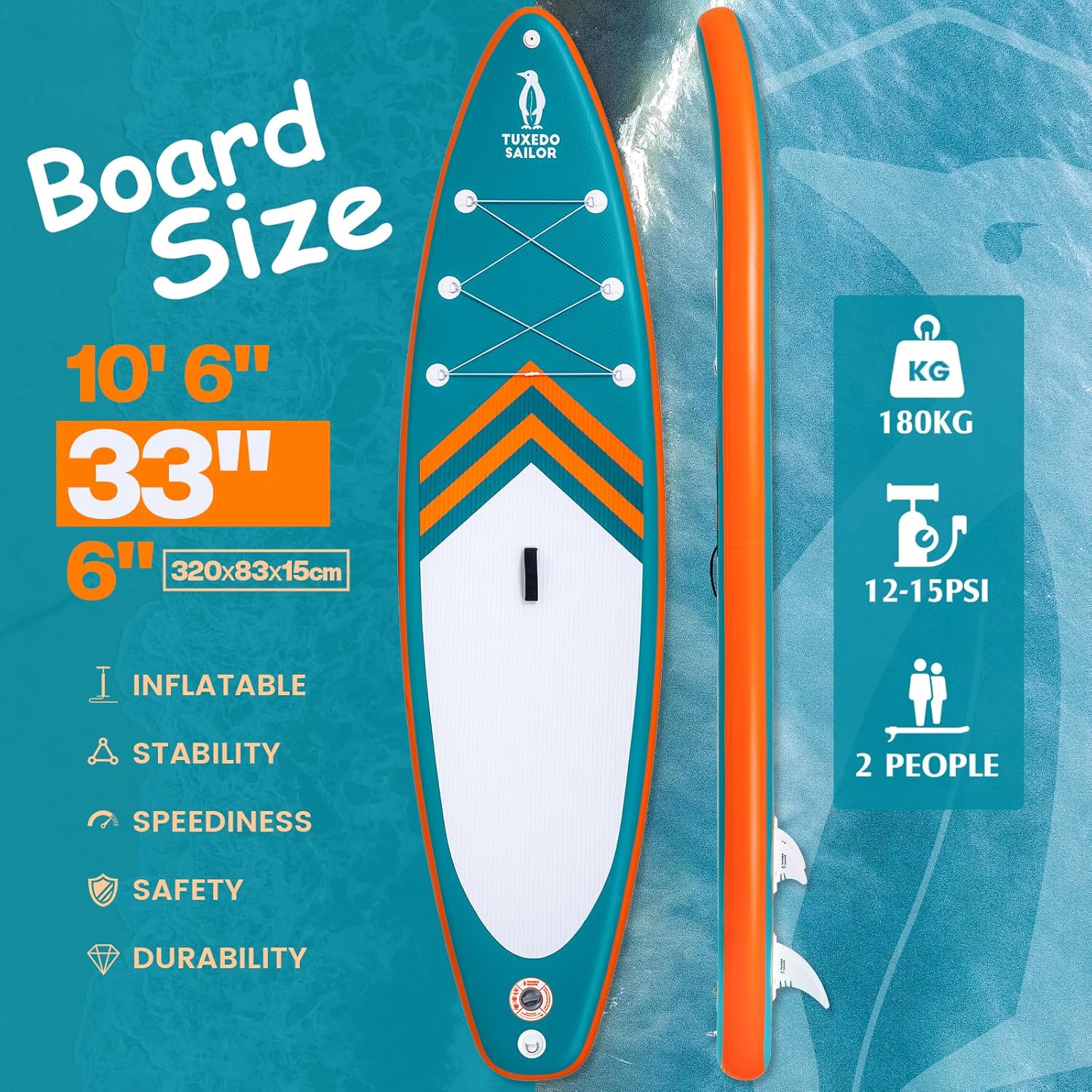 etezen Paddle Gonflable Adulte, Planche de Stand Up Paddle Gonflable, Sup Paddle Board Gonflable avec Accessoires Complets, Planche de Surf Paddle