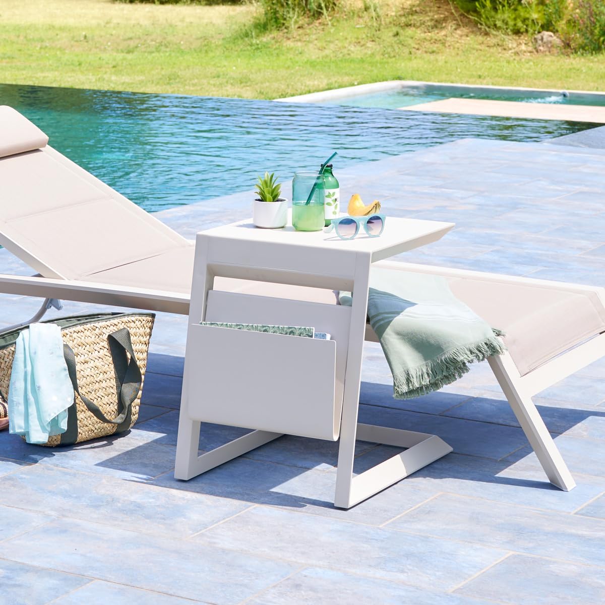 etezen - Allure table de jardin carrée 55x45x55cm aluminium argile