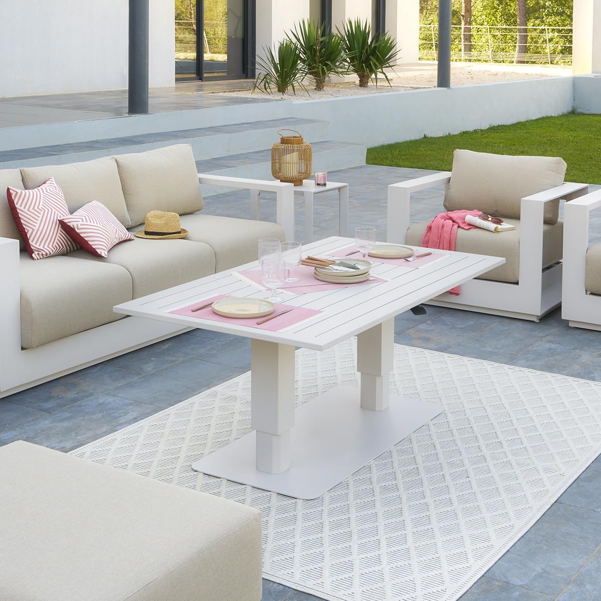 etezen - Salimia - 150x80 cm - table jardin relevable, alu, 6-8 pers