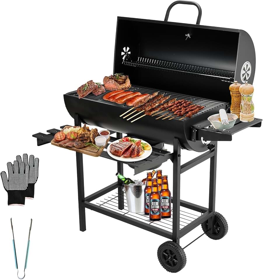 etezen - Barbecue XXL - grille, gants, thermomètre, tiroir à cendres