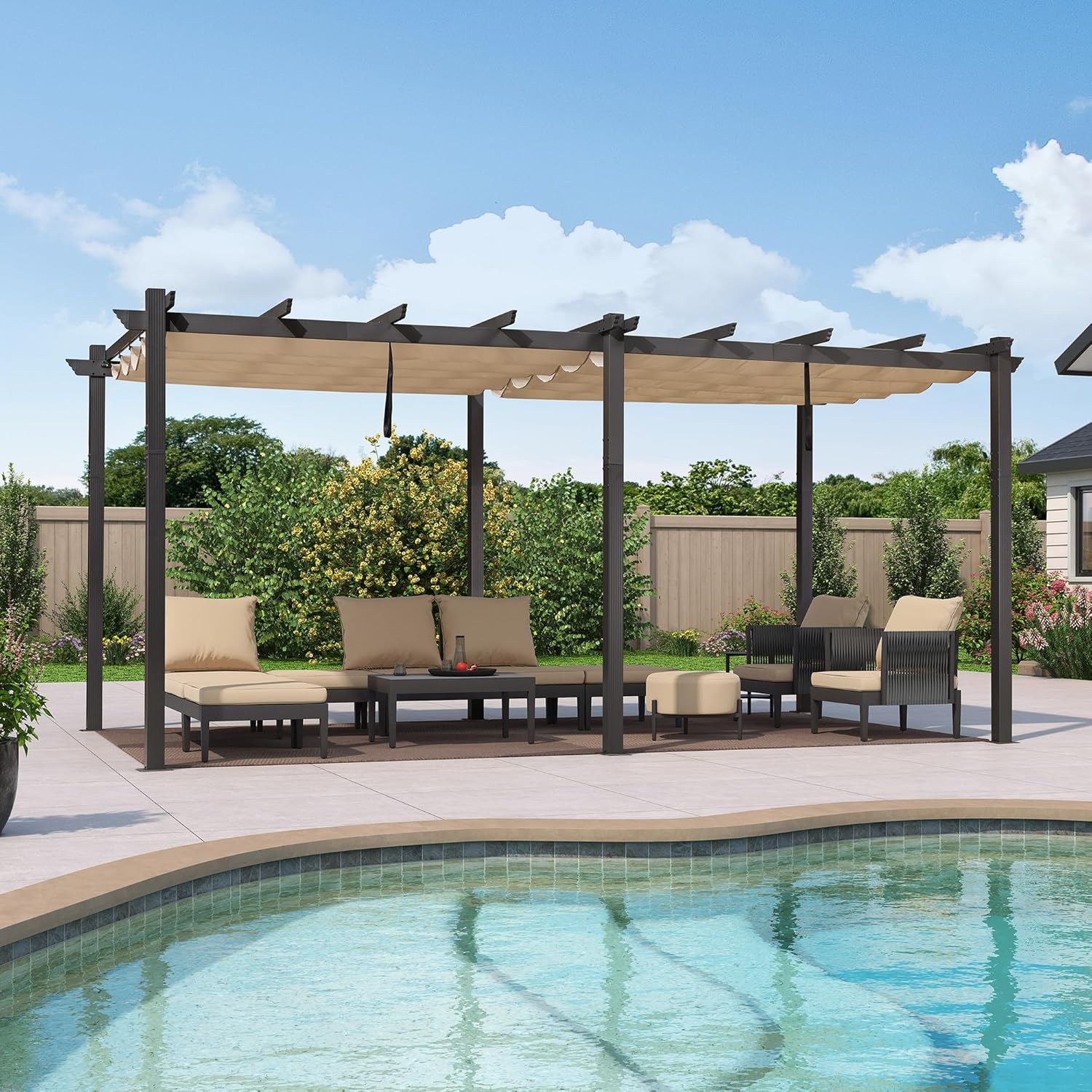 etezen - Pergola aluminium 5,5x3m toit coulissant extérieur