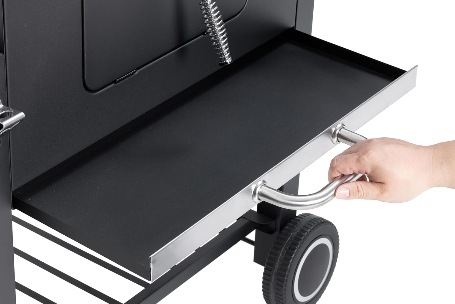 etezen - Memphis - acier, grille, tablette pliable, roulettes, thermomètre, bac à cendres