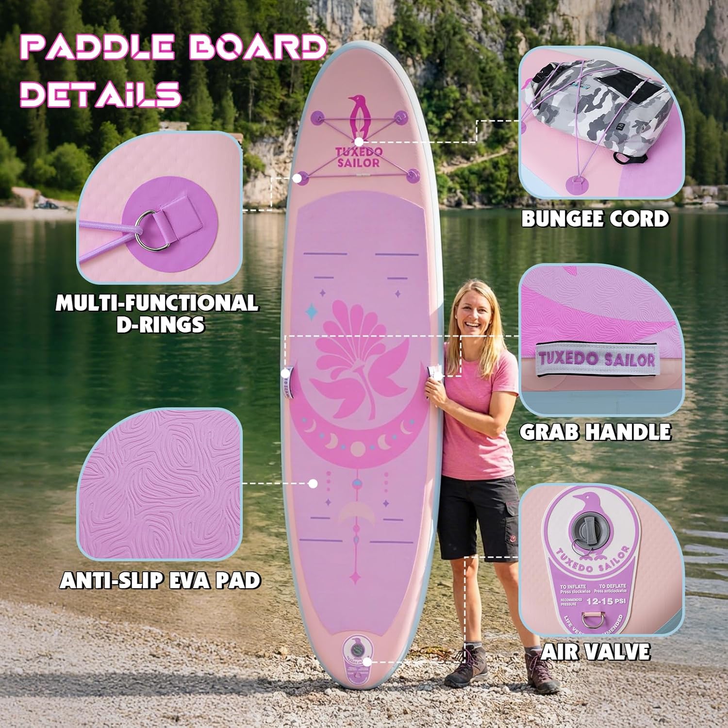 etezen - Paddle Gonflable Adulte - planche SUP - accessoires complets - dimensions standards